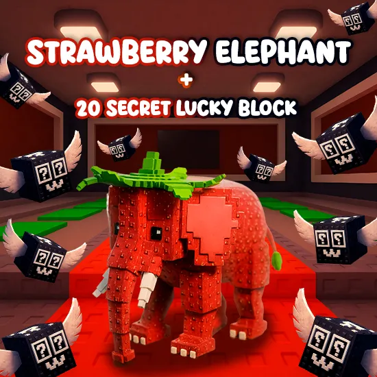 Strawberry Elephant + 20 Free Secret Lucky Block